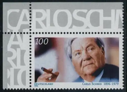 BUND 1996 Michel-Nummer 1894 postfrisch EINZELMARKE ECKRAND oben links
