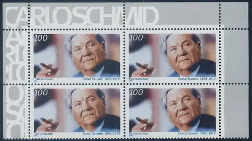 BUND 1996 Michel-Nummer 1894 postfrisch BLOCK ECKRÄNDER oben rechts/unten rechts