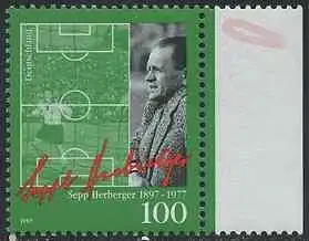 BUND 1997 Michel-Nummer 1896 postfrisch EINZELMARKE RAND rechts