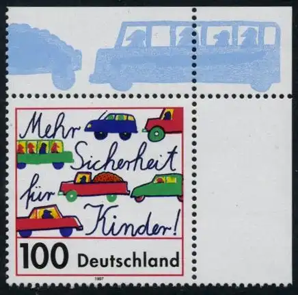 BUND 1997 Michel-Nummer 1897 postfrisch EINZELMARKE ECKRAND oben rechts