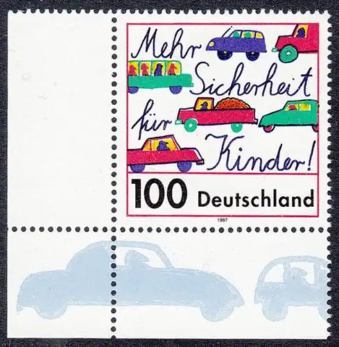 BUND 1997 Michel-Nummer 1897 postfrisch EINZELMARKE ECKRAND unten links