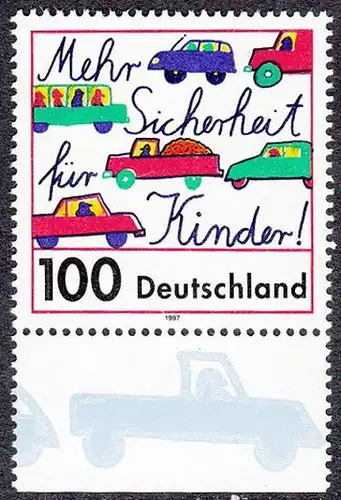 BUND 1997 Michel-Nummer 1897 postfrisch EINZELMARKE RAND unten (a)