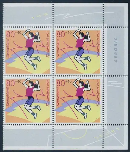 BUND 1997 Michel-Nummer 1898 postfrisch BLOCK ECKRÄNDER oben rechts/unten rechts