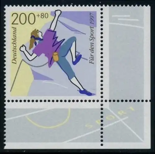 BUND 1997 Michel-Nummer 1901 postfrisch EINZELMARKE ECKRAND unten rechts