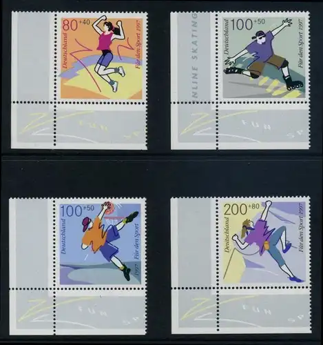 BUND 1997 Michel-Nummer 1898-1901 postfrisch SATZ(4) EINZELMARKEN ECKRÄNDER unten links