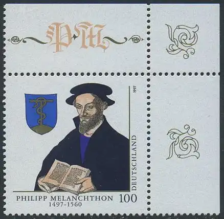 BUND 1997 Michel-Nummer 1902 postfrisch EINZELMARKE ECKRAND oben rechts