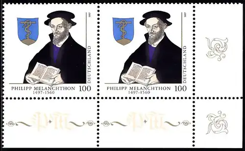 BUND 1997 Michel-Nummer 1902 postfrisch horiz.PAAR ECKRAND unten rechts
