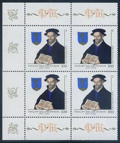 BUND 1997 Michel-Nummer 1902 postfrisch BLOCK ECKRÄNDER oben links/unten links