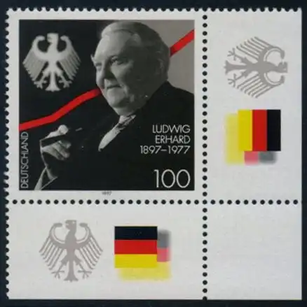 BUND 1997 Michel-Nummer 1904 postfrisch EINZELMARKE ECKRAND unten rechts