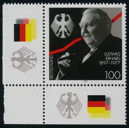 BUND 1997 Michel-Nummer 1904 postfrisch EINZELMARKE ECKRAND unten links