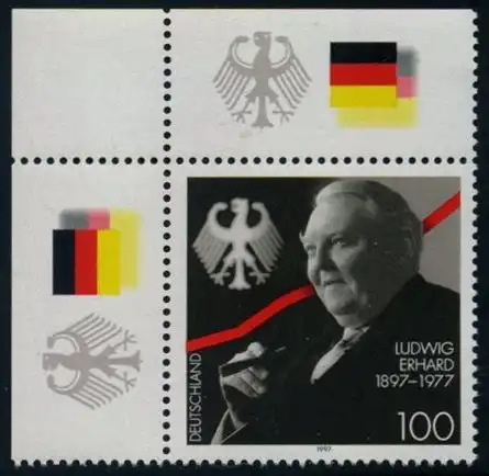 BUND 1997 Michel-Nummer 1904 postfrisch EINZELMARKE ECKRAND oben links