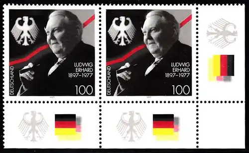 BUND 1997 Michel-Nummer 1904 postfrisch horiz.PAAR ECKRAND unten rechts