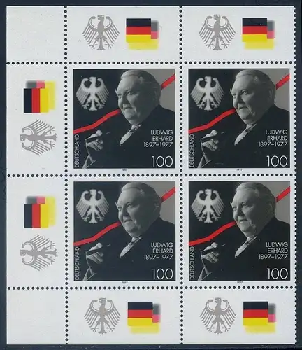BUND 1997 Michel-Nummer 1904 postfrisch BLOCK ECKRÄNDER oben links/unten links