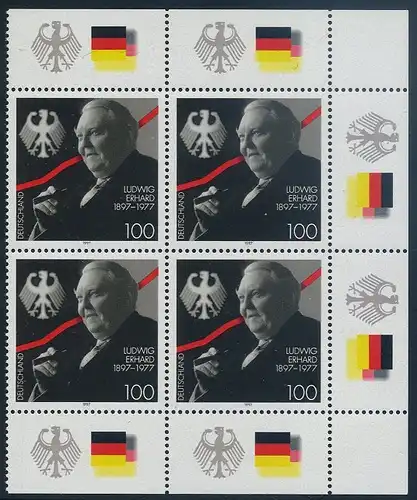 BUND 1997 Michel-Nummer 1904 postfrisch BLOCK ECKRÄNDER oben rechts/unten rechts
