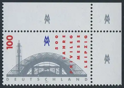 BUND 1997 Michel-Nummer 1905 postfrisch EINZELMARKE ECKRAND oben rechts