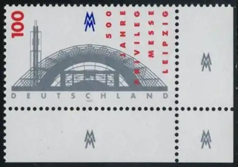 BUND 1997 Michel-Nummer 1905 postfrisch EINZELMARKE ECKRAND unten rechts