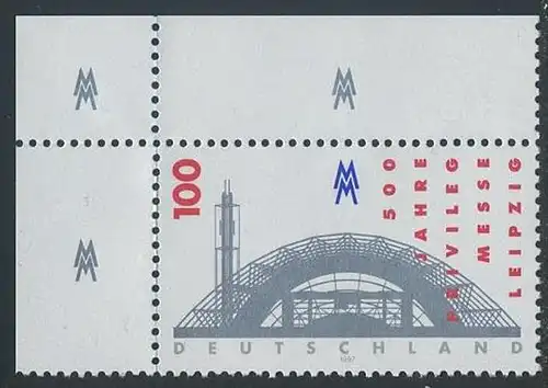BUND 1997 Michel-Nummer 1905 postfrisch EINZELMARKE ECKRAND oben links