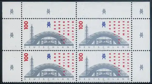 BUND 1997 Michel-Nummer 1905 postfrisch BLOCK ECKRÄNDER oben rechts/oben links