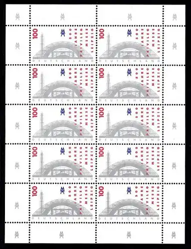 BUND 1997 Michel-Nummer 1905 postfrisch BOGEN(10)