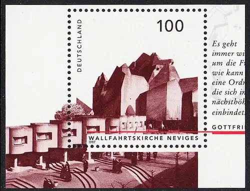 BUND 1997 Michel-Nummer 1908 postfrisch EINZELMARKE (m/Rand)