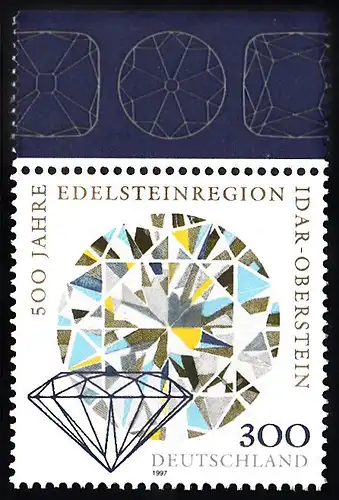 BUND 1997 Michel-Nummer 1911 postfrisch EINZELMARKE RAND oben (b)