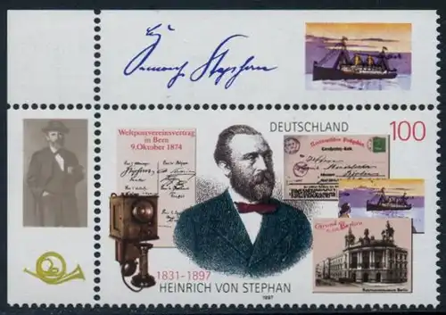 BUND 1997 Michel-Nummer 1912 postfrisch EINZELMARKE ECKRAND oben links