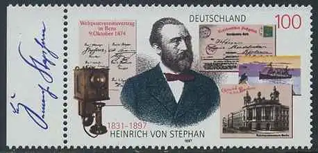 BUND 1997 Michel-Nummer 1912 postfrisch EINZELMARKE RAND links (b)