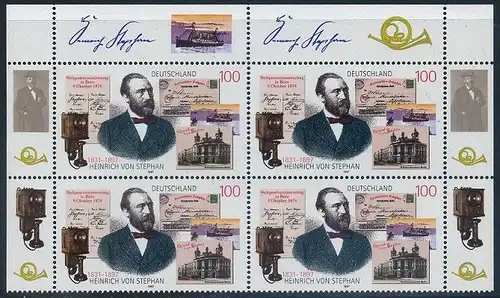 BUND 1997 Michel-Nummer 1912 postfrisch BLOCK ECKRÄNDER oben rechts/oben links