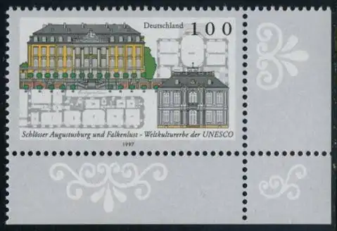 BUND 1997 Michel-Nummer 1913 postfrisch EINZELMARKE ECKRAND unten rechts