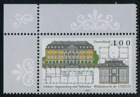 BUND 1997 Michel-Nummer 1913 postfrisch EINZELMARKE ECKRAND oben links