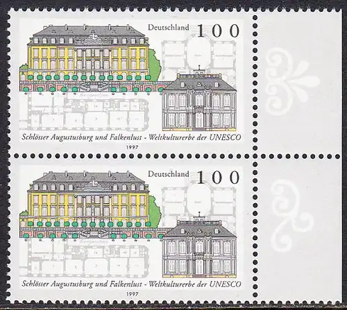 BUND 1997 Michel-Nummer 1913 postfrisch vert.PAAR RAND rechts