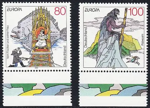 BUND 1997 Michel-Nummer 1915-1916 postfrisch SATZ(2) EINZELMARKEN RÄNDER unten