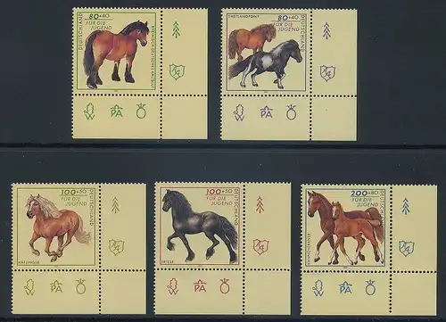 BUND 1997 Michel-Nummer 1920-1924 postfrisch SATZ(5) EINZELMARKEN ECKRÄNDER unten rechts