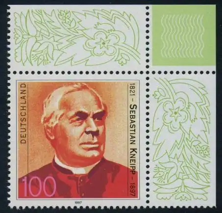 BUND 1997 Michel-Nummer 1925 postfrisch EINZELMARKE ECKRAND oben rechts