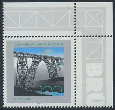 BUND 1997 Michel-Nummer 1931 postfrisch EINZELMARKE ECKRAND oben rechts