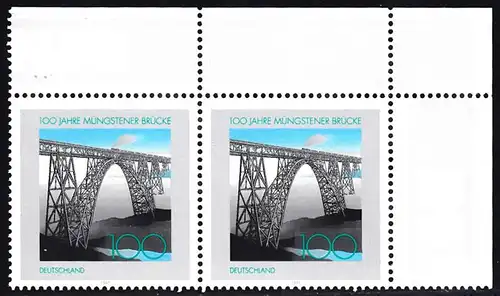 BUND 1997 Michel-Nummer 1931 postfrisch horiz.PAAR ECKRAND oben rechts