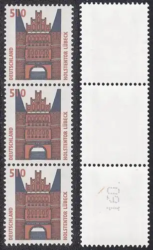 BUND 1997 Michel-Nummer 1938 postfrisch vert.STRIP(3) m/ rücks.Rollennummer 160