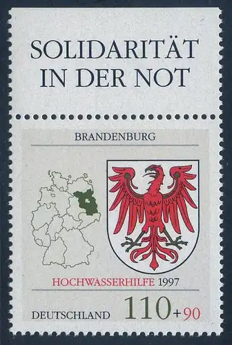 BUND 1997 Michel-Nummer 1941 postfrisch EINZELMARKE RAND oben (a)