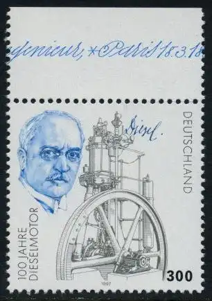 BUND 1997 Michel-Nummer 1942 postfrisch EINZELMARKE RAND oben