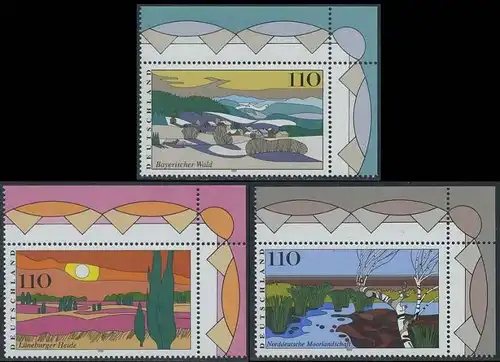 BUND 1997 Michel-Nummer 1943-1945 postfrisch SATZ(3) EINZELMARKEN ECKRÄNDER oben rechts