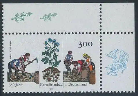 BUND 1997 Michel-Nummer 1946 postfrisch EINZELMARKE ECKRAND oben rechts