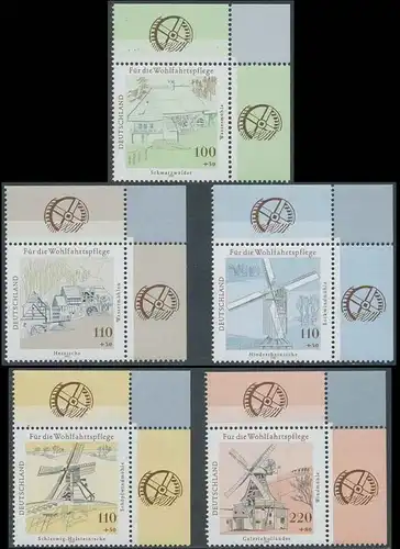 BUND 1997 Michel-Nummer 1948-1952 postfrisch SATZ(5) EINZELMARKEN ECKRÄNDER oben rechts