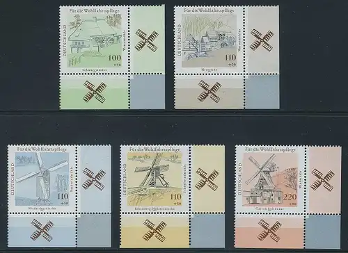 BUND 1997 Michel-Nummer 1948-1952 postfrisch SATZ(5) EINZELMARKEN ECKRÄNDER unten rechts