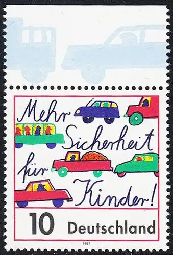 BUND 1997 Michel-Nummer 1954 postfrisch EINZELMARKE RAND oben