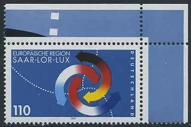 BUND 1997 Michel-Nummer 1957 postfrisch EINZELMARKE ECKRAND oben rechts