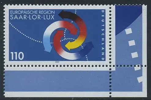 BUND 1997 Michel-Nummer 1957 postfrisch EINZELMARKE ECKRAND unten rechts