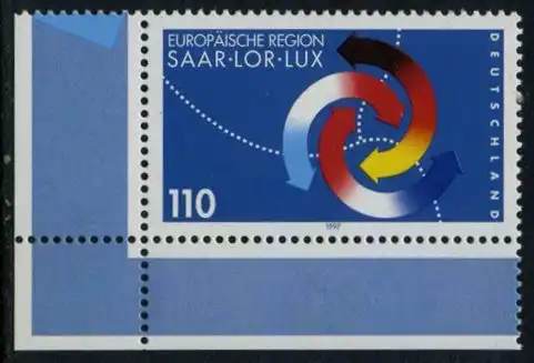 BUND 1997 Michel-Nummer 1957 postfrisch EINZELMARKE ECKRAND unten links