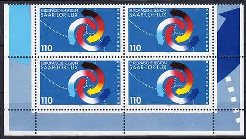 BUND 1997 Michel-Nummer 1957 postfrisch BLOCK ECKRÄNDER unten rechts/unten links