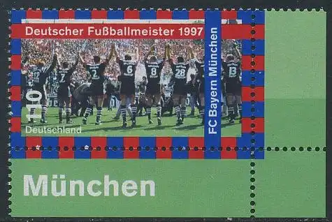 BUND 1997 Michel-Nummer 1958 postfrisch EINZELMARKE ECKRAND unten rechts