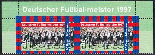 BUND 1997 Michel-Nummer 1958 postfrisch horiz.PAAR ECKRÄNDER oben rechts/oben links